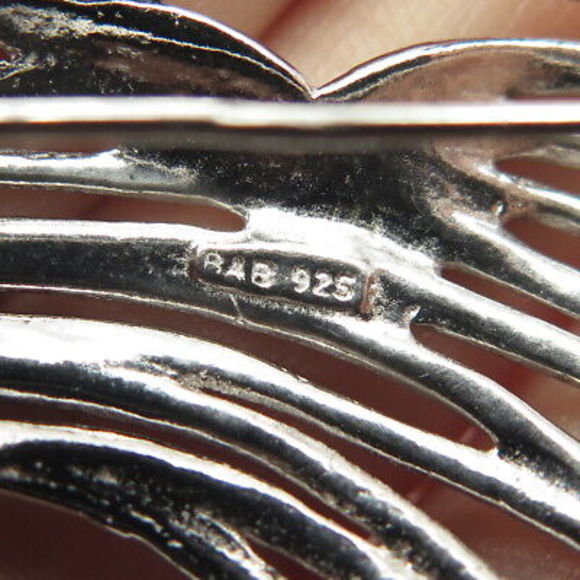 925 Sterling Silver Vintage Modernist Heart Pin Brooch - Picture 8 of 8